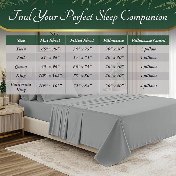 4- NIB Bamboo Sheets Full Size 4 pcs-Ultra Soft & Luxuriously Cooling, 17" Deep - Picture 7 of 7